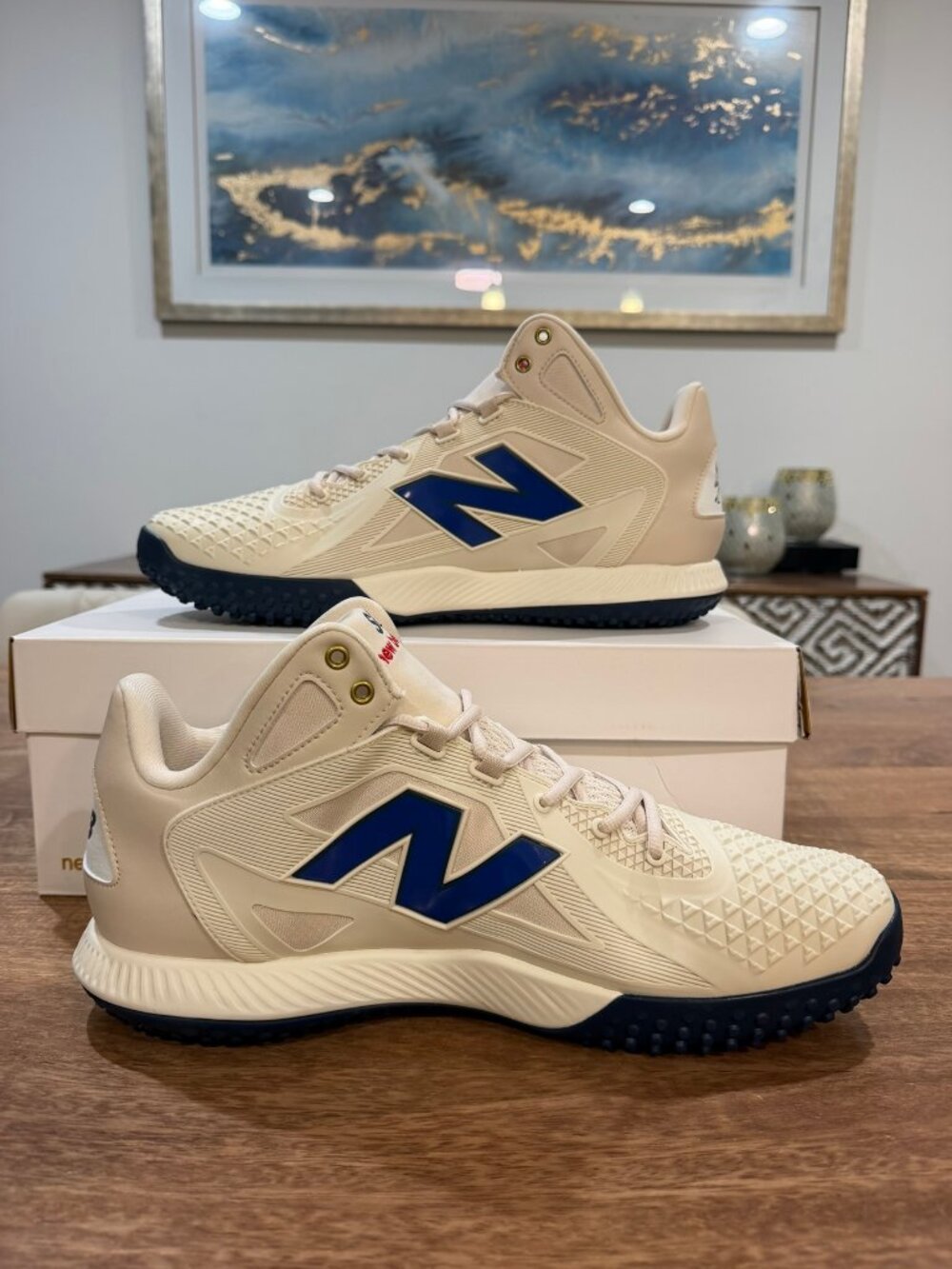 New Balance Ohtani 1 Turf Baseball Shoes Cream Navy 16M/17.5W BNIB